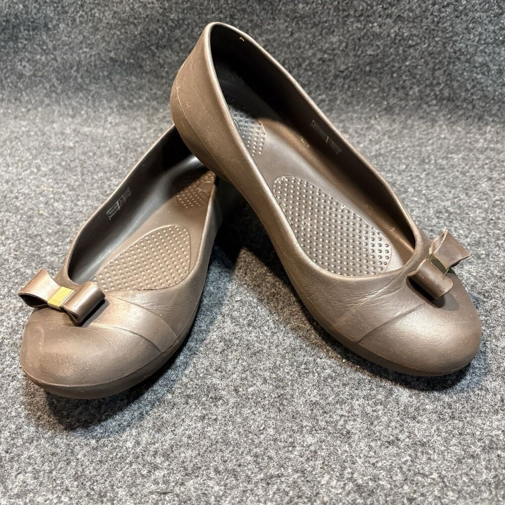 Crocs Womens Size 7 Gianna Bow Flats Ballet Brown Comfort